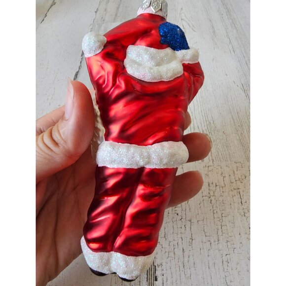 Patricia breen? Santa glitter red glass ornament Xmas tree - Picture 3 of 8